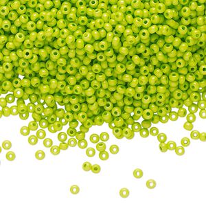 Seed bead, Preciosa Ornela Czech glass, pkg/500g, #11 rocaille, opaque terra intensive dyed lime green chalkwhite, (16A54).