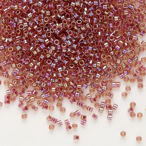 Seed bead, Delica®, glass, pkg/7.5g, #11 round, translucent berry-lined rainbow light topaz (DB-0088).