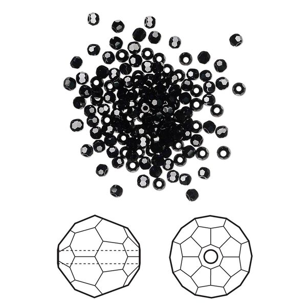 Bead 1440pk jet, Swarovski® 2mm round 5000 image number 0