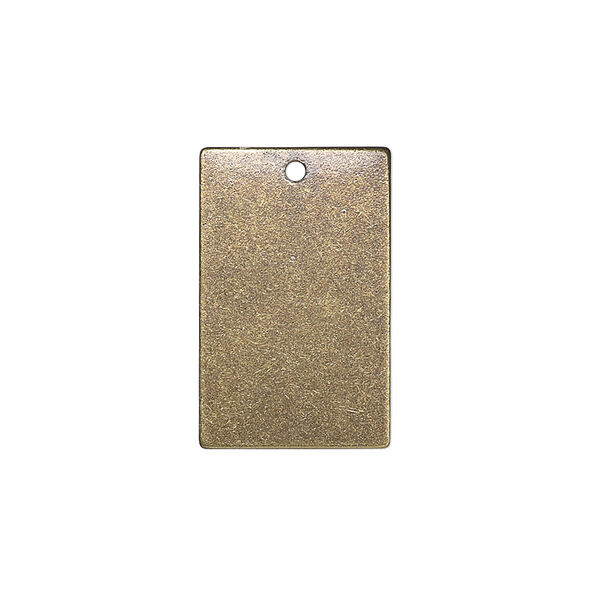 Drop, brass, 22x14mm double-sided blank flat rectangle, 26 gauge. Sold per pkg of 4. image number 0