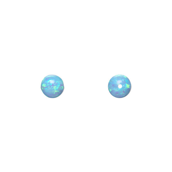 Bead, "opal" (silica and epoxy) (man-made), light blue, 6mm round. Sold individually. image number 0