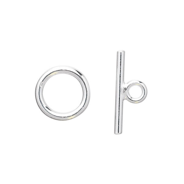 Clasp, toggle, sterling silver, 13mm smooth round. Sold individually. image number 0