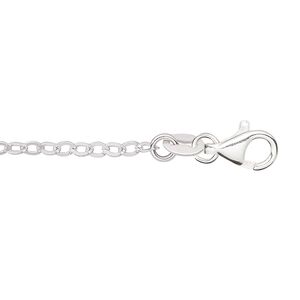 Chain 1pkg1 sterling silver cable, 2.5mm flat oval / lobster claw clasp, 18 inch