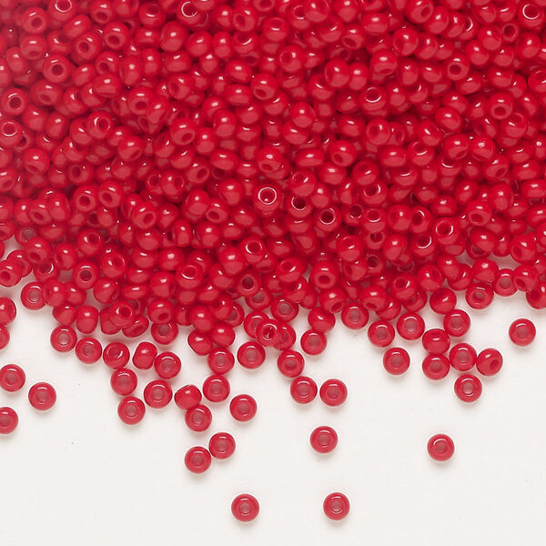 Seed bead, Preciosa Ornela, Czech glass, pkg/50g, opaque red, #10 rocaille. image number 0