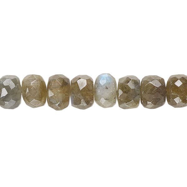 Bead, labradorite (oiled), dark, 7x4mm-8x6mm hand-cut faceted rondelle, B- grade, Mohs hardness 6 to 6-1/2. Sold per 14-inch strand, approximately 70 beads. image number 0