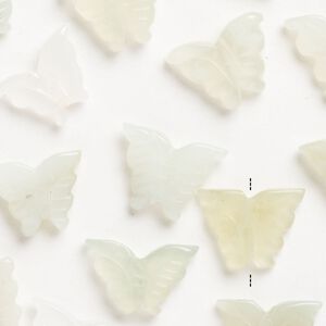 New "jade" 1pkg20, carved butterfly bead natural mix 13x10mm-16x11mm