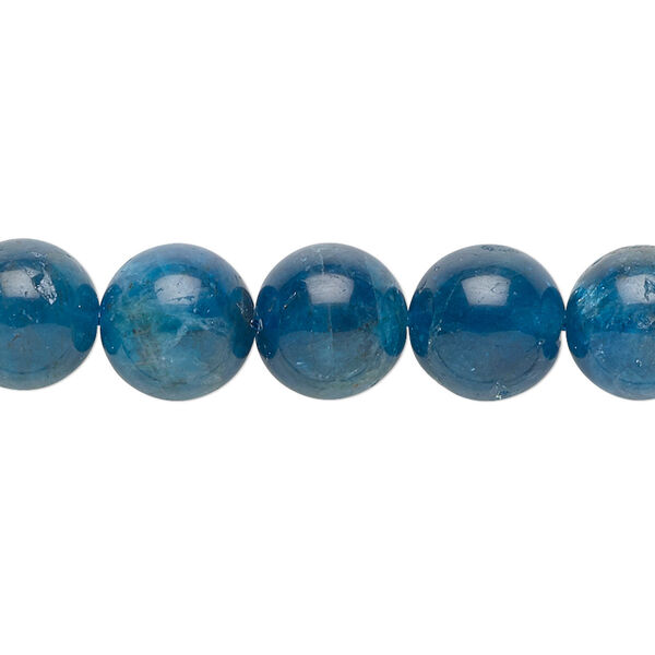 Bead, blue apatite (natural), 10mm round, A- grade, Mohs hardness 5. Sold per 8-inch strand, approximately 20 beads. image number 0