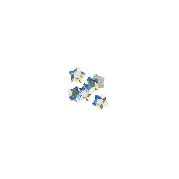 Flat back 6pk crystal AB foil back, Crystal Passions® 4mm star flower 3754 image number 0