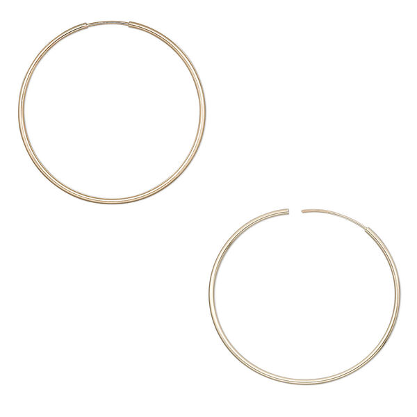 Earring, 14Kt gold-filled, 38mm round hoop with endless-loop closure. Sold per pair. image number 0