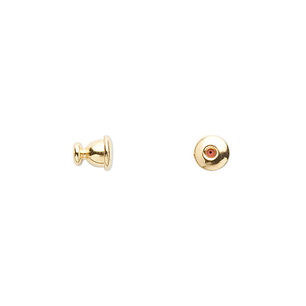 Stick pin clutch, gold-finished brass, 6x5.5mm open-ended. Sold per pkg of 100. image number 0