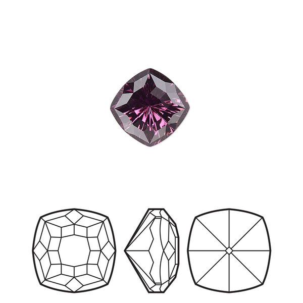 Fancy stone 48pk amethyst foil back, Swarovski® 10mm magical square 4460 image number 0
