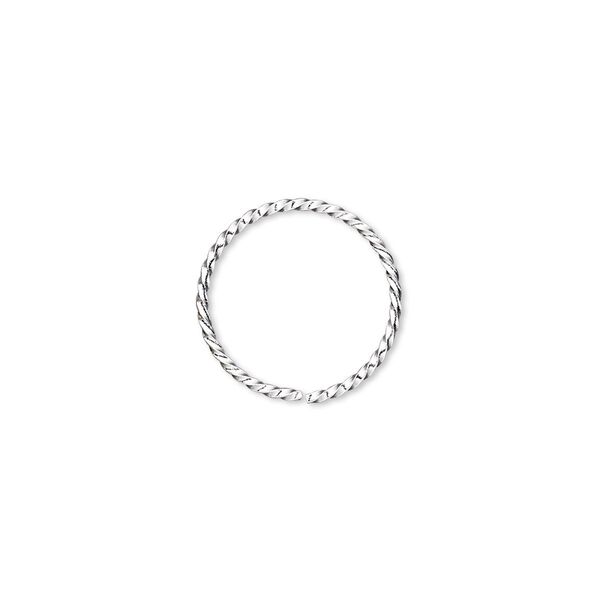 Jump ring, silver-plated brass, 15mm twisted round, 13.7mm inside diameter, 18 gauge. Sold per pkg of 100. image number 0