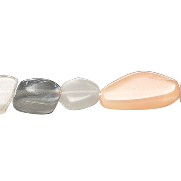Multi-moonstone 1pkg1, flat nugget bead natural 14 inch small image number 0