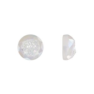 Druzy agate 1pkg1, hand-cut calibrated faceted round cab 10mm