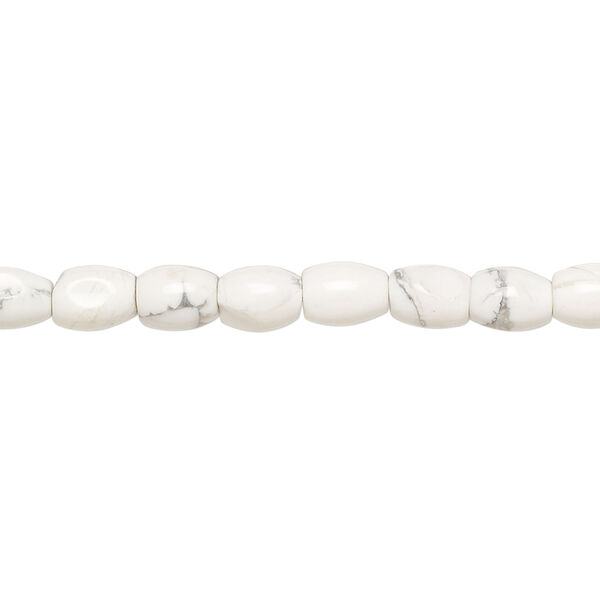 Howlite 1pkg1, barrel bead natural, 15 inch 6x5mm-7x5mm image number 0