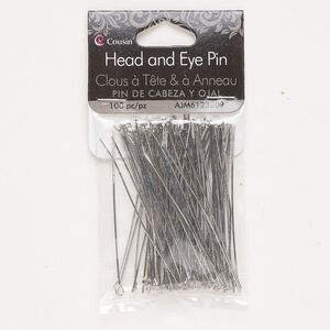 Steel 1pkg100, head pin / eye pin 20 gauge assortment antique silver-finished 2-inch