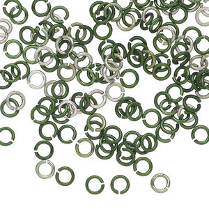 Jump ring 1pkg100 aluminum, 4mm round, 20 gauge / 2.4mm inside diameter / dark green