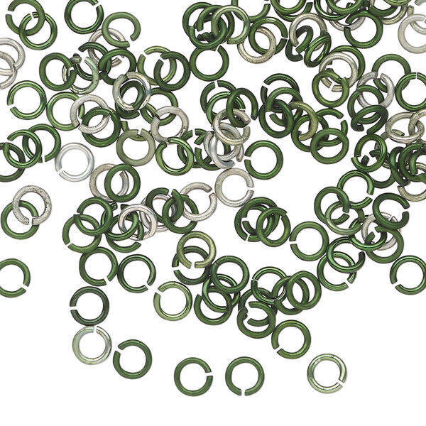 Jump ring 1pkg100 aluminum, 4mm round, 20 gauge / 2.4mm inside diameter / dark green image number 0