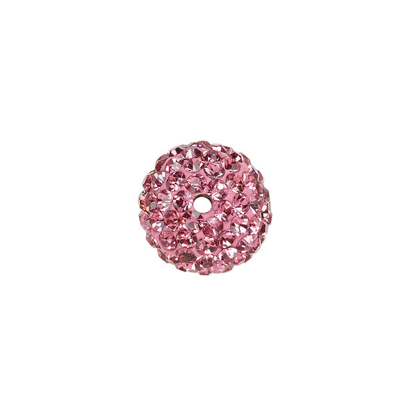 Bead, glass rhinestone / epoxy / resin, dark pink, 14mm round. Sold individually. image number 1