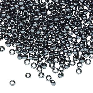 Seed bead, TOHO BEADS®, glass, pkg/7.5g, #8 round, opaque metallic hematite (TR-08-81).