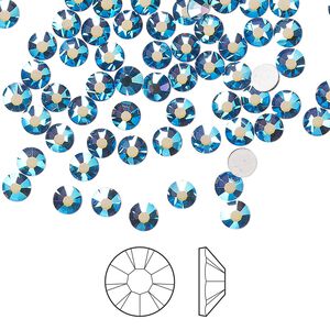 Flat back 144pk denim blue AB foil back, Preciosa MAXIMA Czech crystal hotfix rhinestone 3.8-4mm chaton rose round SS16