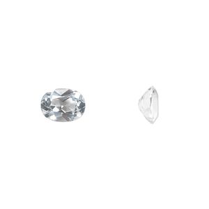 White topaz 1pkg1, hand-cut faceted oval gem natural 8x6mm