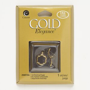 Clasp, toggle, lacquer and gold-plated copper, 12.5mm flower. Sold individually.