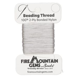 Thread, nylon, light grey, size AA. Sold per 50-yard card.