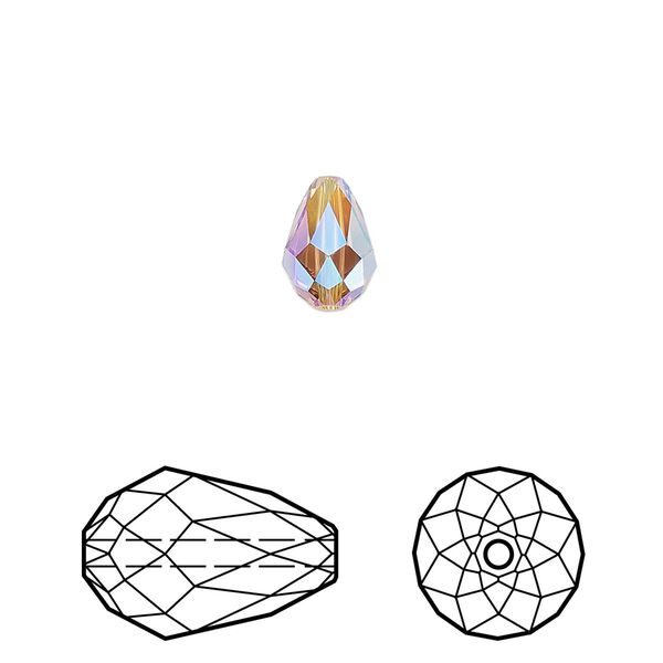 Bead 24pk light Colorado topaz shimmer 2X, Crystal Passions® 9x6mm teardrop 5500 image number 0