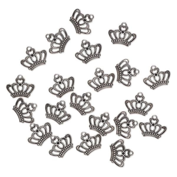 Charm, "pewter" (zinc-based alloy), pkg/20, 23x17mm single-sided domed crown, antique silver finish. image number 0