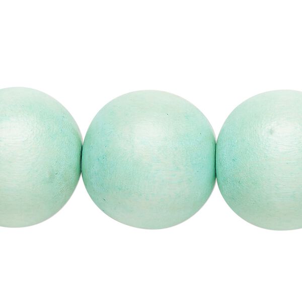Bead, Taiwanese cheesewood (dyed / waxed), sea foam, 19-20mm round. Sold per 15-1/2" to 16" strand. image number 0