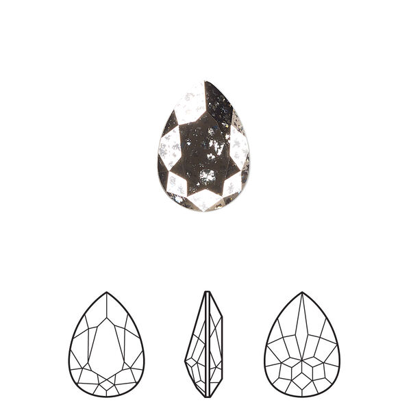 Fancy stone 1pk crystal rose patina foil back, Crystal Passions® 14x10mm pear 4320 image number 0