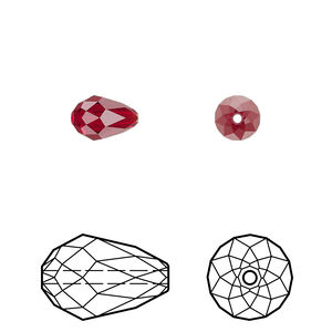 Bead 4pk Siam, Crystal Passions® 9x6mm teardrop 5500