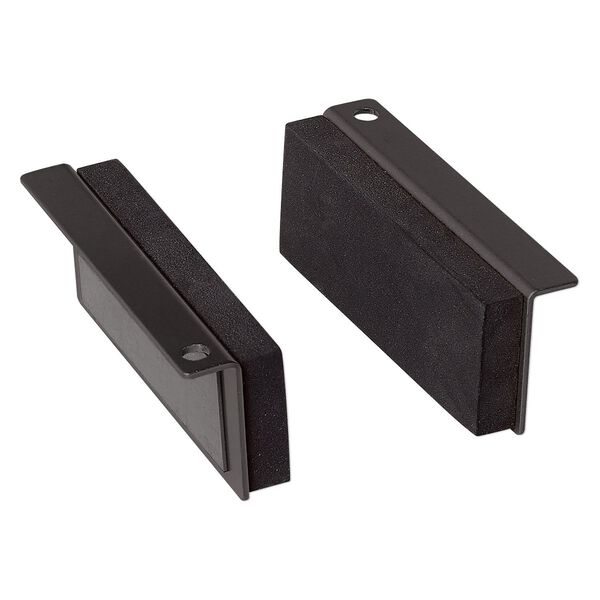 Bench vise pads, magnet / vinyl / anodized aluminum, black, 3-1/2 x 1-1/2 inch rectangle. Sold per pkg of 2. image number 0
