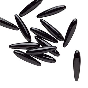 Bead, Preciosa Thorn™, Czech pressed glass, opaque jet, 16x4mm top-drilled thorn. Sold per pkg of 20.
