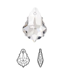 Drop 1pk crystal, Crystal Passions® 22x15mm pendant baroque 6090