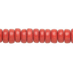 Bead 1pkg1, Taiwanese cheesewood (dyed / waxed), dark orange, 8x4mm rondelle, 15-1/2 to 16 inches.