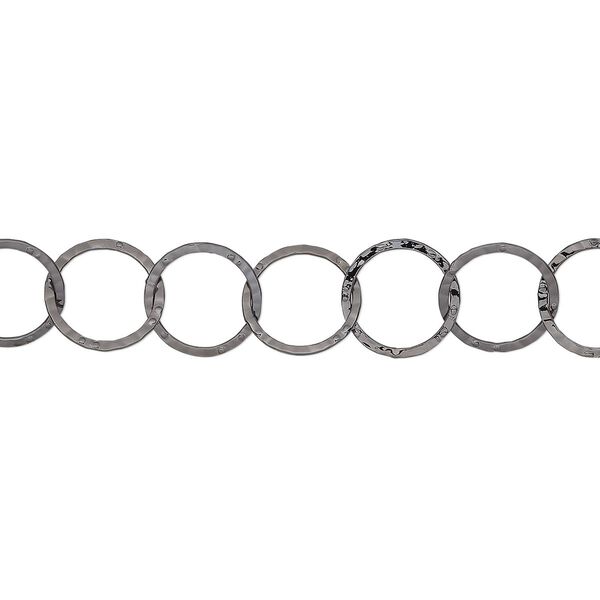 Chain 1pkg1 gunmetal-plated cable, 14mm hammered round, brass 5 foot unfinished image number 0