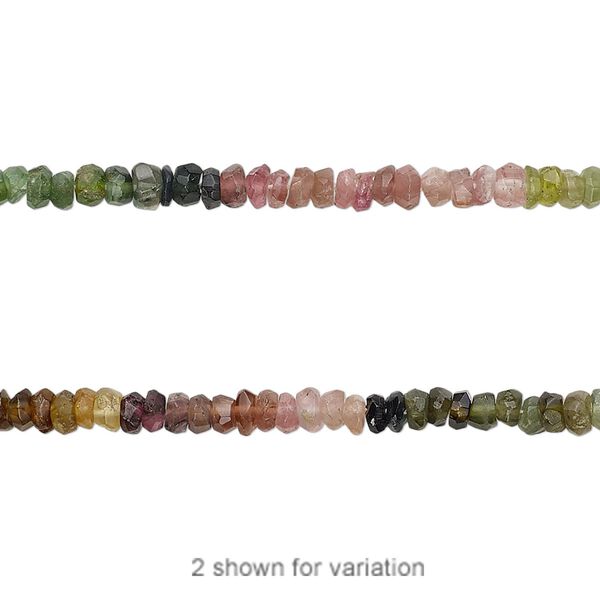 Multi-tourmaline 1pkg1, hand-cut faceted rondelle bead natural 12 inch 2x1mm-4x2mm image number 0