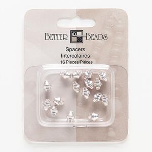 Bead, silver-finished "pewter" (zinc-based alloy), 7x6mm double cone. Sold per pkg of 16.