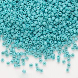 Seed bead, Dyna-Mites™, glass, pkg/1/2kg, #11 round, opaque turquoise blue, (740 11/0 RR).