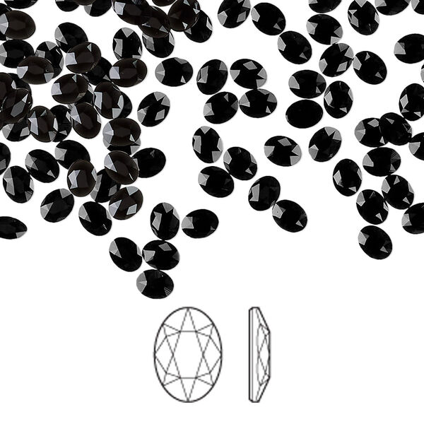 Flat back 12pk jet, Crystal Passions® 4x3mm oval 2603 image number 0
