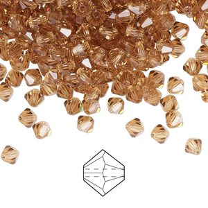 Bead 144pk light Colorado topaz, Preciosa Czech crystal 4mm bicone