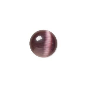 Cabochon, cat's eye glass (fiber optic glass), purple, 14mm calibrated round, quality grade. Sold per pkg of 10.