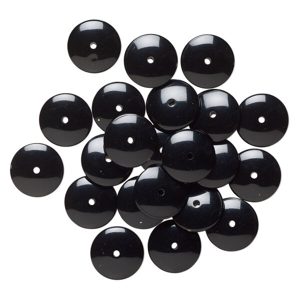 Bead, acrylic, black, 25x7mm rondelle. Sold per 2-ounce pkg, approximately 22 beads. image number 0