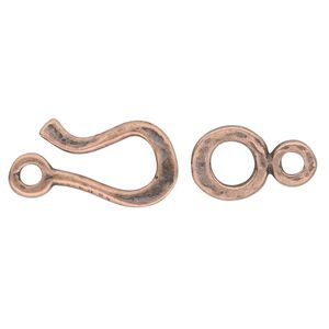 Clasp hook&eye 1pkg1 copper-plated pewter (tin alloy), 21x12mm flat, antique JBB Findings 1-strand