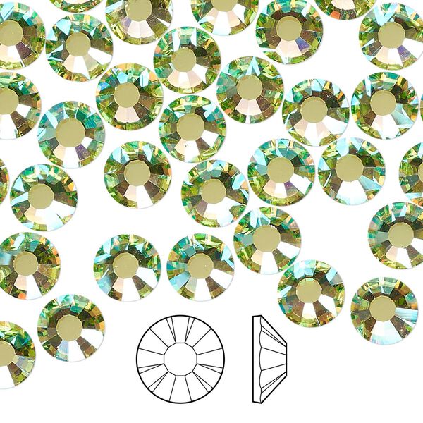 Flat back 12pk limecicle AB foil back, Preciosa MAXIMA Czech crystal rhinestone 7.069-7.272mm chaton rose round SS34 image number 0