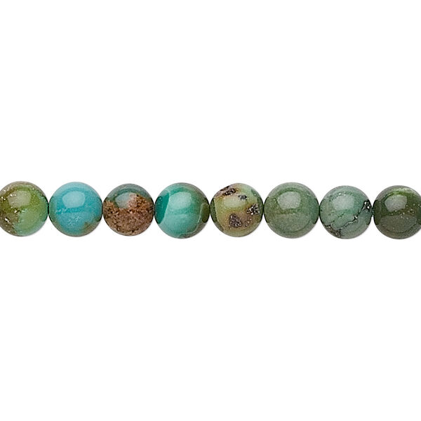 Bead, turquoise (dyed / stabilized), 6mm round, C grade, Mohs hardness 5 to 6. Sold per 15-1/2" to 16" strand. image number 0