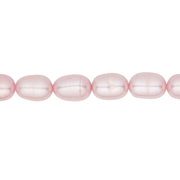Pearl, cultured freshwater (dyed), blush, 7-8mm rice, C grade, Mohs hardness 2-1/2 to 4. Sold per 16-inch strand. image number 0