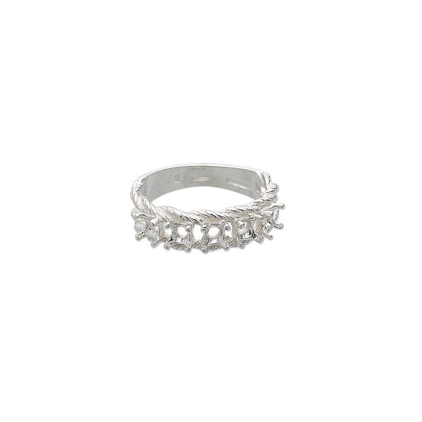 Ring, Sure-Set™, sterling silver, braided band with (5) 3.5mm 4-prong round settings, size 8. Sold individually. image number 0